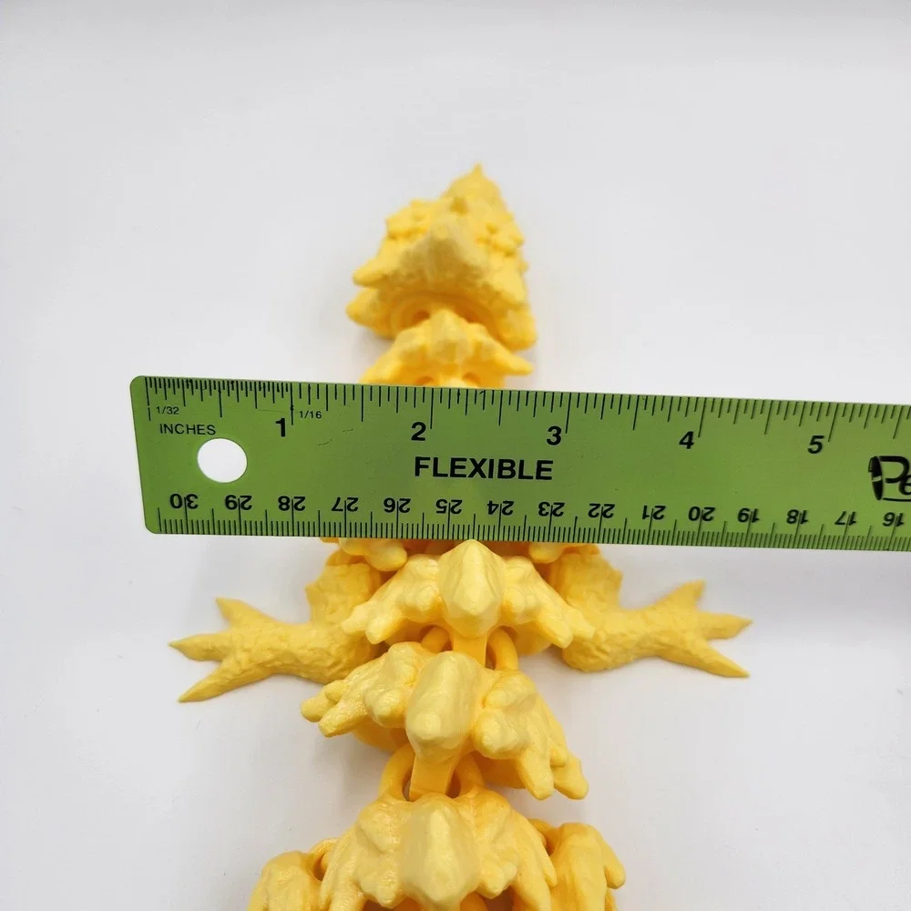 3D Printed Articulated Rock Dragon Toy Fantasy‎ Fun Display Large Movable Yellow